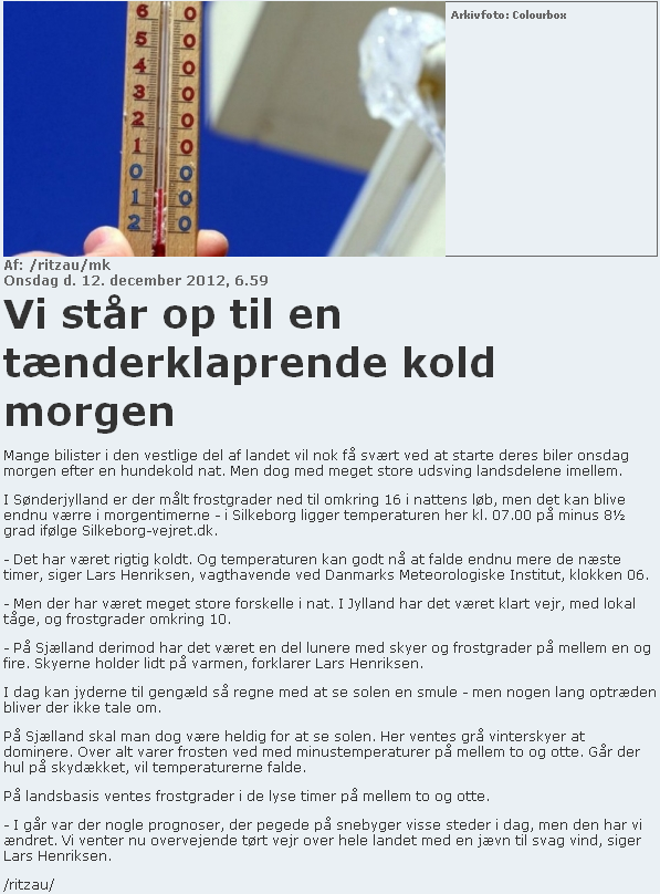 Article in Midtjyllands Avis